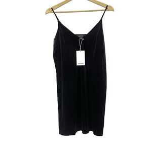 NEW Monki Black Velvet Mini Dress Size Small Witchy Whimsigoth Grunge Punk Emo